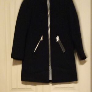 Tahari Black Trench Coat with Silver Accents
